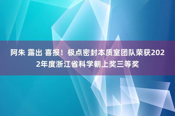 阿朱 露出 喜报！极点密封本质室团队荣获2022年度浙江省科学朝上奖三等奖